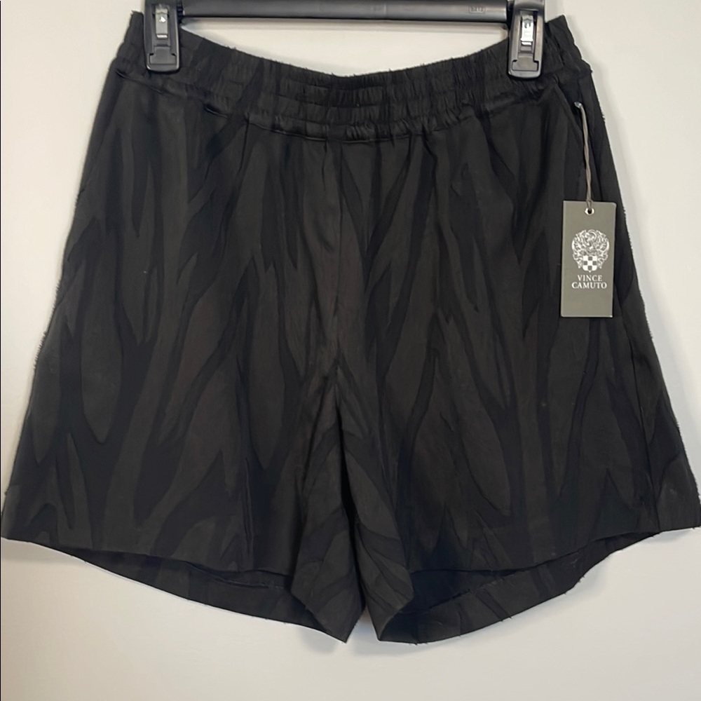 Vince Camuto Rich Black Textured High Waisted Shorts Size Small NEW